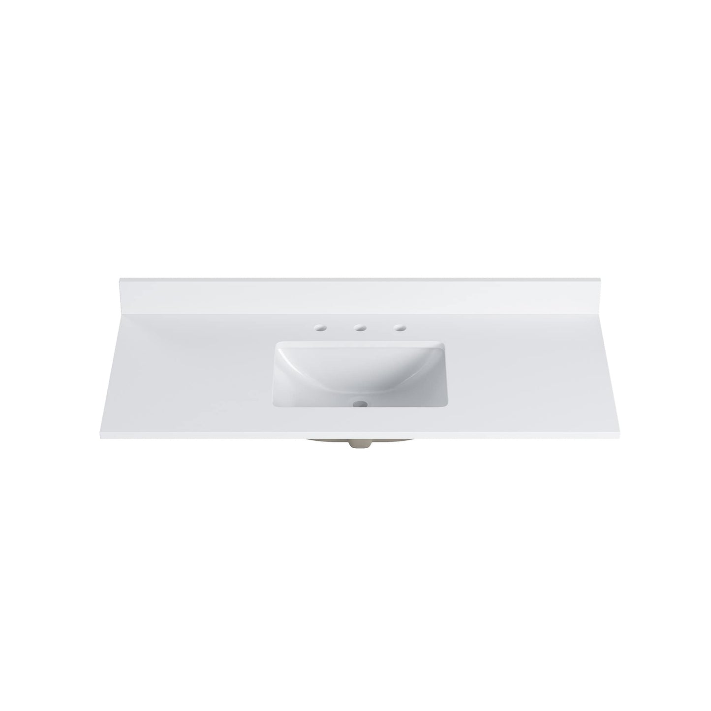DELUXE LIVING Nevano 49-in x 22-in Snow White Quartz Undermount Single Sink Widespread Faucet Mount Bathroom Vanity Top