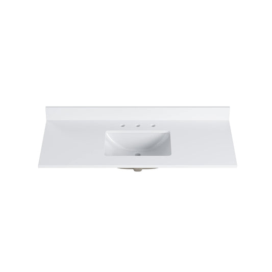DELUXE LIVING Nevano 49-in x 22-in Snow White Quartz Undermount Single Sink Widespread Faucet Mount Bathroom Vanity Top
