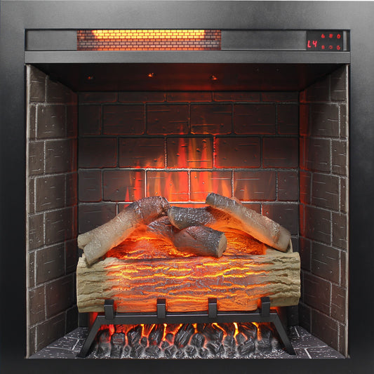 Sunrinx 30.2-in W Black TV Stand with Fan-forced Flat wall Electric Fireplace with Remote Control Included