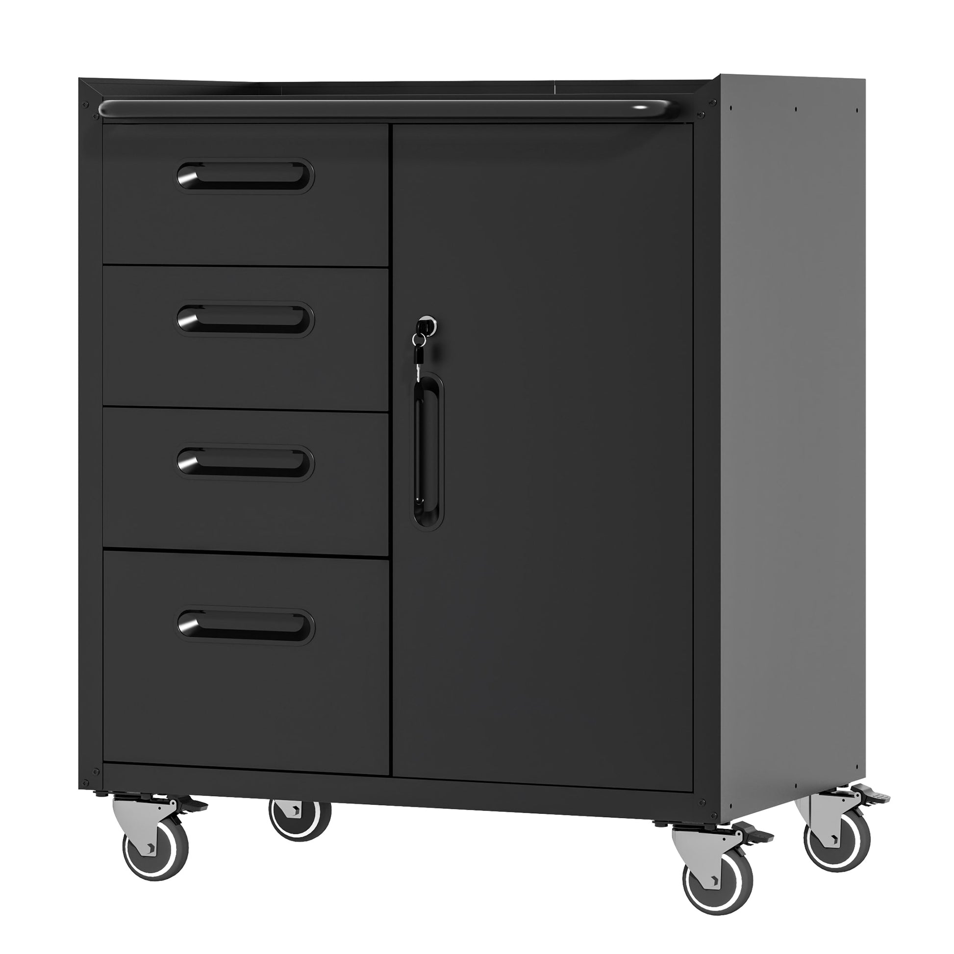 Tatayosi Sturdy Metal Tool Storage Cabinet with Wheels Tool Storage Cabinet for Garage Office Home Organizer Solutions Black Gray