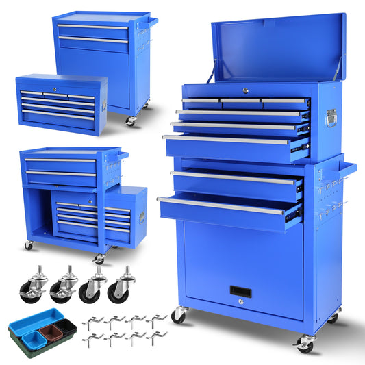 Tatayosi 8-Drawer Rolling Tool Chest with Wheels Detachable Large Tool Cabinet with Lock Locking Mechanic Tool Cart with Black Liner High Capacity for Garage Warehouse Workshop