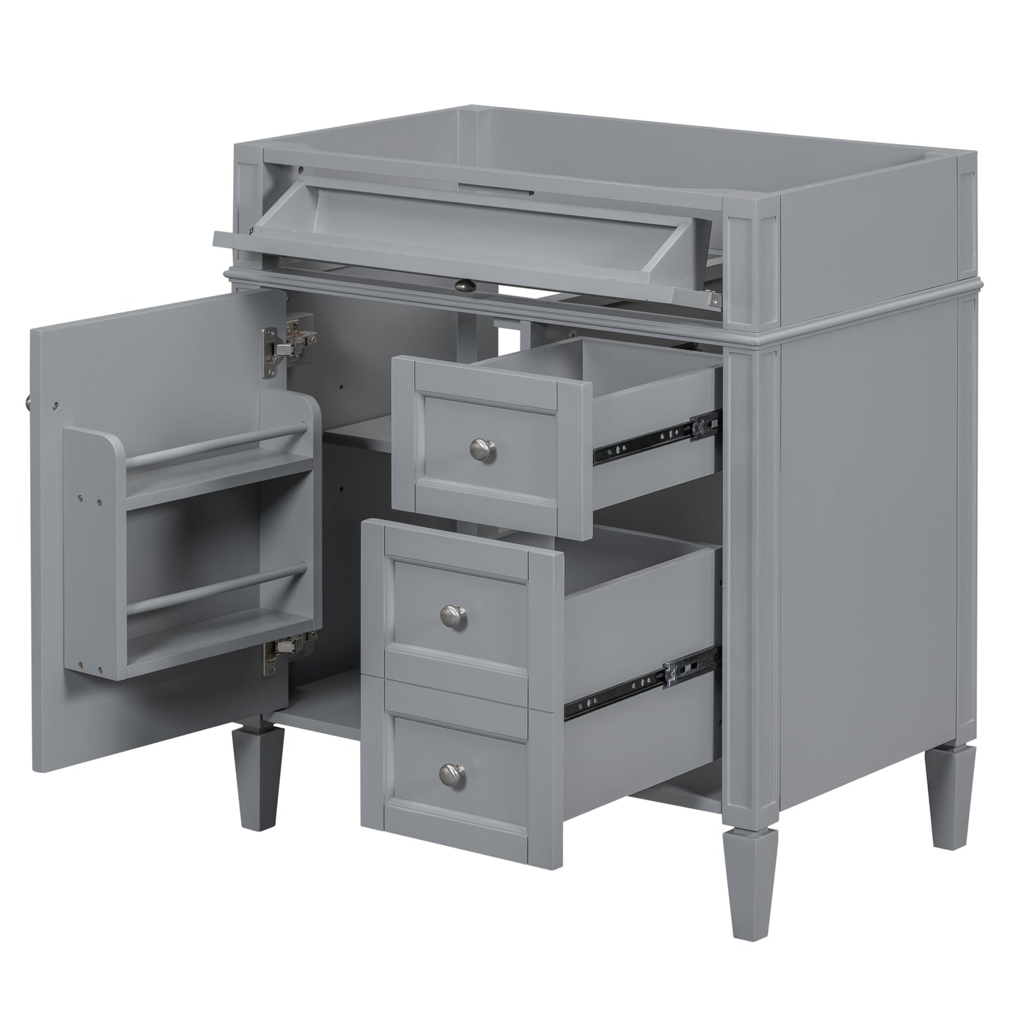 LOVMOR 30inch Bathroom Vanity without Top Sink Modern Bathroom Storage Cabinet with 2 Drawers and a Tip-out Drawer NOT INCLUDE BASIN