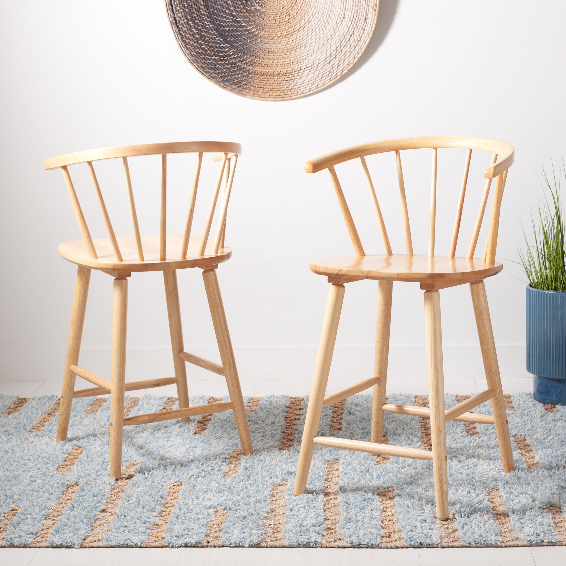 Safavieh Natural 24-in H Tall Wood Bar Stool