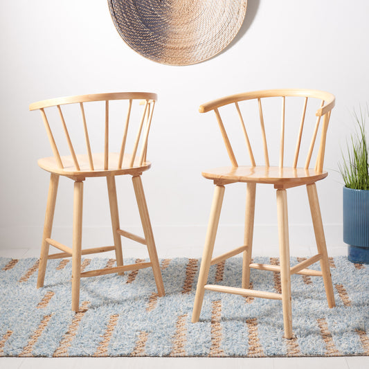 Safavieh Natural 24-in H Tall Wood Bar Stool