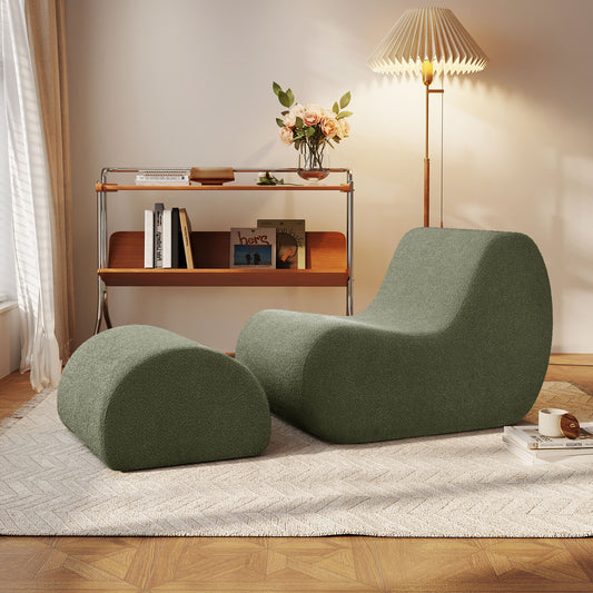 LOVMOR Mirod Elegant Accent Chair Curved Design and Minimalist Lines HighResilience Foam for Luxurious Seating