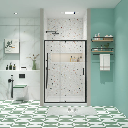 LOVMOR 28 32 W x 72 H Piovt Swing Glass Shower Door Pivot Frame Sliding Shower Door with 1 4 6mm Clear SGCC Tempered Glass Matte Black Finish Shower Doors Reversible Installation