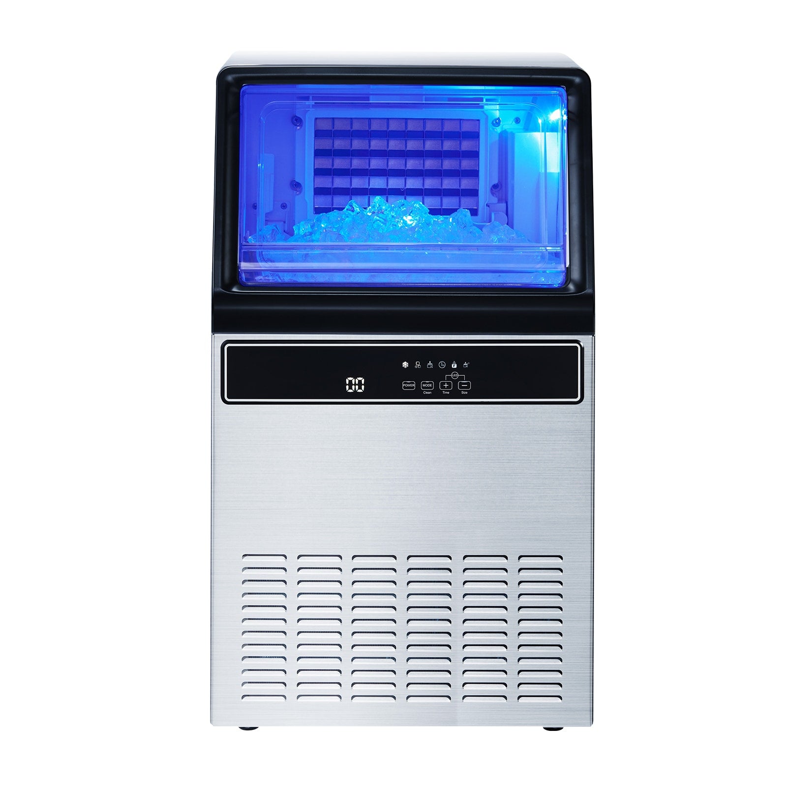 VEVOR Commercial Ice Maker Machine  130Lbs/24H with 33Lbs Storage  45 Cubes per Cycle  Stainless Steel Freestanding and Under Counter Ice Maker with LED Display and Self-Cleaning  for Home Bar Restaurant