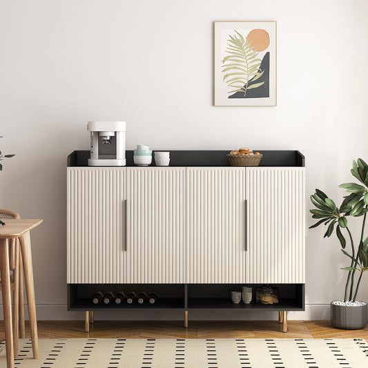Tatayosi Sideboard Shoe Cabinet with 4 Doors Large Modern Shoe Storage Organizer Cabinet with Adjustable Shelves for Entryway Black Shoe Rack Cabinet for Living room bedroom