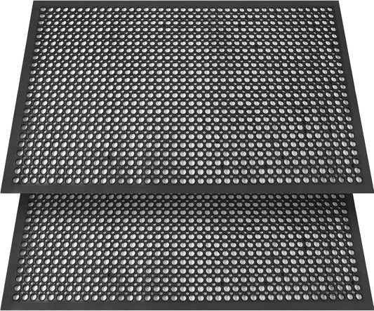 Anti Fatigue Rubber Floor Mat 2 Pack Restaurant Kitchen Mats for Floors Rubber Non-Slip Bar Floor Mats Door mat Drainage Mats Utility Garage Indoor Outdoor Use 36 x 60 Inches