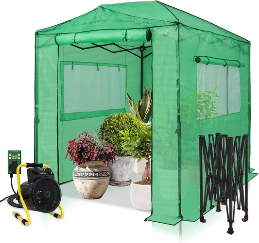 EAGLE PEAK 8x6 FT Portable Pop Up Greenhouse with Outdoor Greenhouse Heater and Thermostant