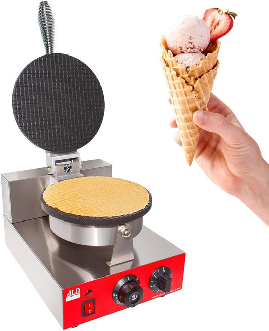 ALDKitchen Waffle Cone Maker | Ice Cream Cone Waffle Iron (1-Head)