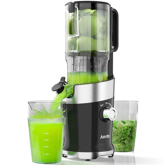 AeittoMega4 Masticating Juicer Machines, 4.9' Large Feed Chute, Whole Fruits/Vegetables, High Juice Yield