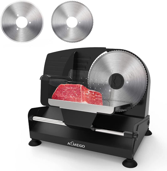 Aemego Food Slicer with Removable Stainless Steel Blade, Adjustable Thickness Black