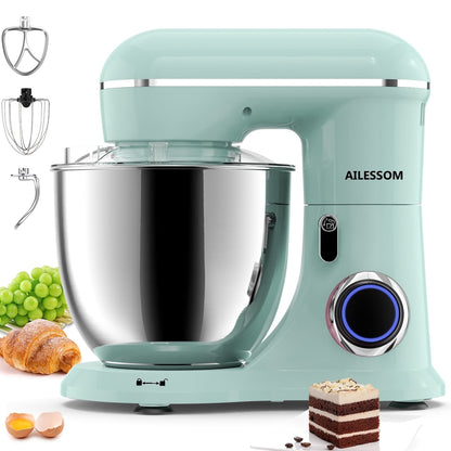 Ailessom New Stand Mixer,6.5-QT 10-Speed Tilt-Head Kitchen Electric Mixer with Bowl, Dough Hook, Beater, Whisk for Most Home Cooks, (Morandi Green)