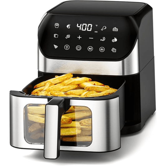 Air Fryer 6.2 QT Oilless 1500W Large Capacity Oven Air Fryers Healthy Cooker with 10 Preset, Visual Cooking Window, Non-Stick Basket, Included Recipe