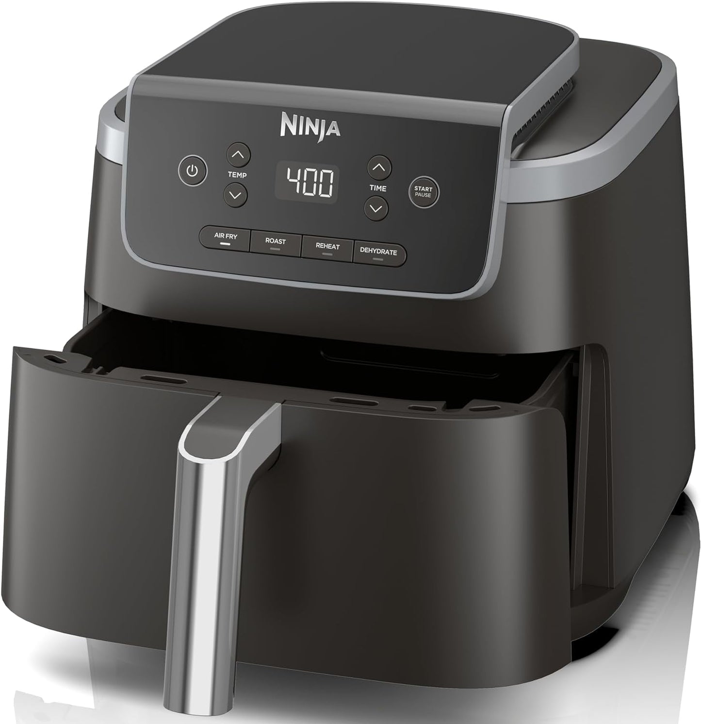 Air Fryer Pro 4-in-1 with 5 QT Capacity, Air Fry, Roast, Reheat, Dehydrate, Air Crisp Technology with 400F for hot, 120 Volts, Nonstick Basket & Crisper Plate, Grey, AF141