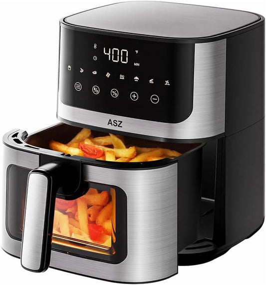 Air Fryer with Window Visible- 5 quart Compact- Digital Airfryer 5qt for 2-3 people - 5 qt for Office Dorm Room - 8 in 1 Bake Toast Broil Reheat - 1400W, 400℉ Kitchen Airfry Countertop Gift