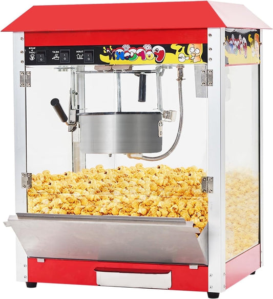 Akaber Commercial Popcorn Machine, 10 Oz Kettle, 1300W Countertop Popcorn Maker for 60 Cups per Batch, Movie Theater Popcorn Popper with 3-Switch Control, 2 Scoops 1 Cup