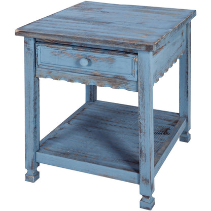 Alaterre Country Cottage End Table, Rustic Red Antique Finish