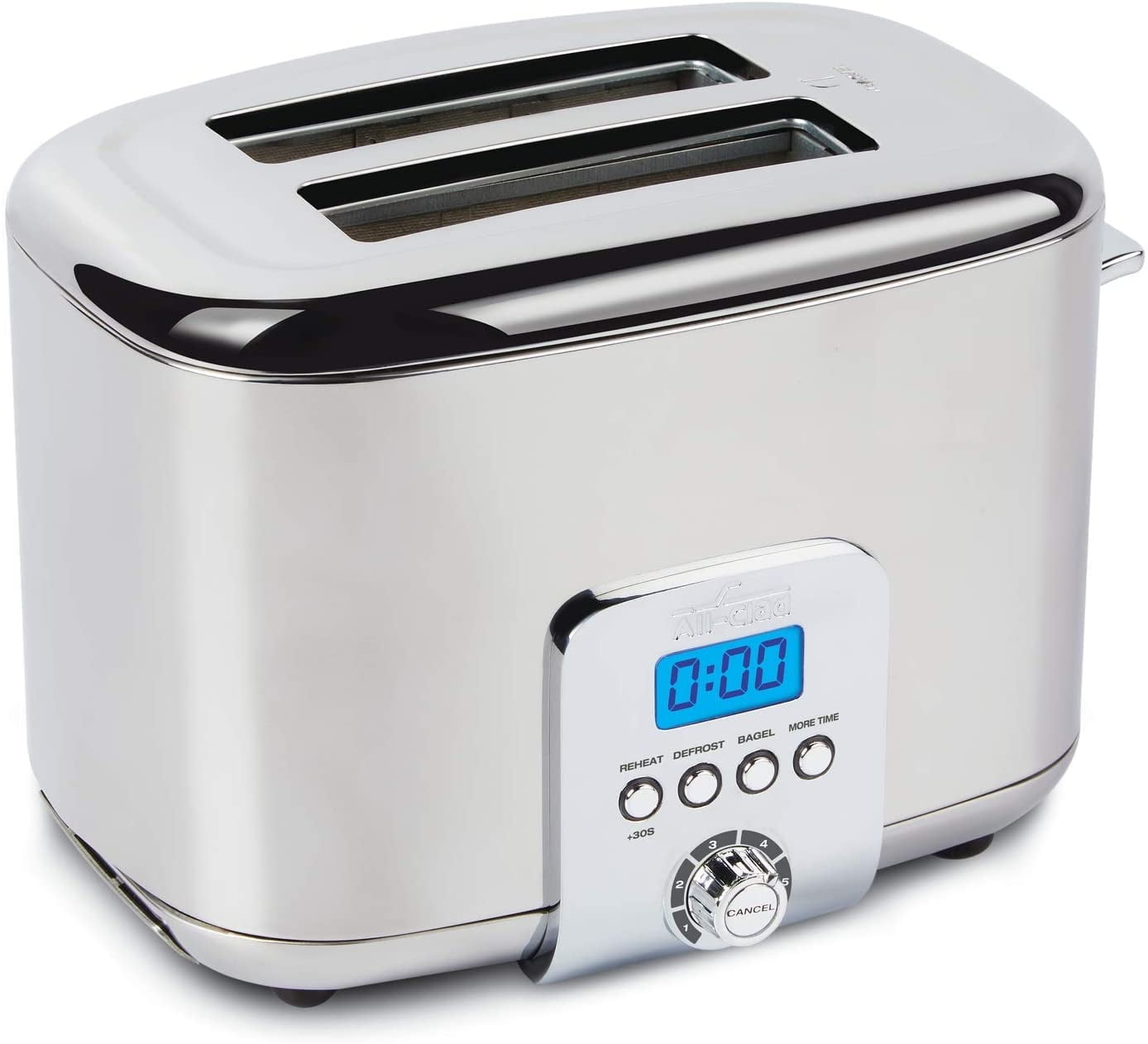 All-Clad Electric Stainless Steel Toaster with Extra Wide Slots, 2 Slice, LED Display, Silver