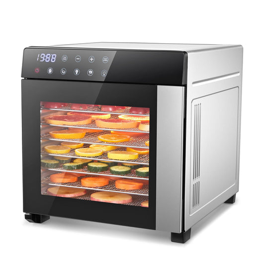 Amzgachfktch Fruit dryer Food Dehydrator with Recipe 4 Presets, 8 Trays Stainless for Jerky, Herbs