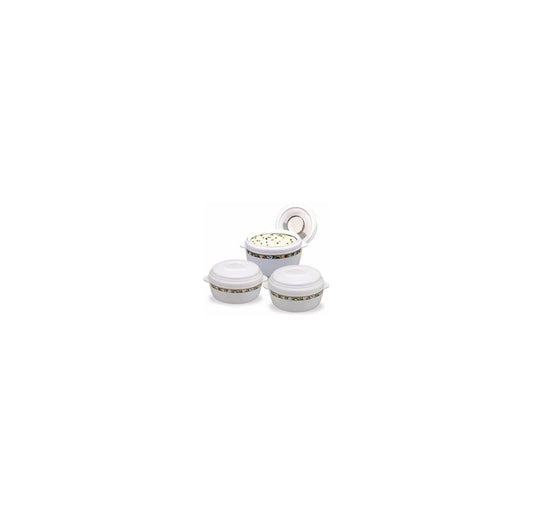 Asian 3-Piece Gift Set Karishma 5L + 8L + 10L Insulated Casserole Serving Bowl With Lid Food Warmer Cooler Hot Pot Storage Container Thermo Thermal Hotpot, White (5000ml + 8000ml + 10000ml)