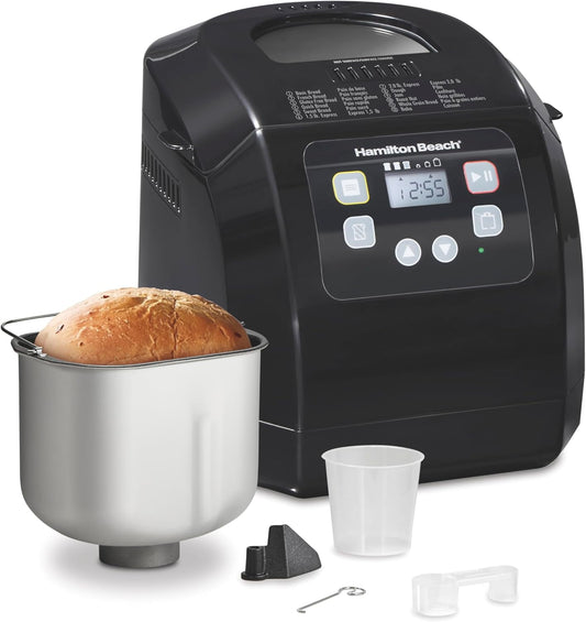 Automatic Bread Maker Machine, Digital, Programmable, 12 Settings + Gluten Free, PFAS-Free Nonstick Pan + Kneading Paddle, 2 lb Capacity, Black
