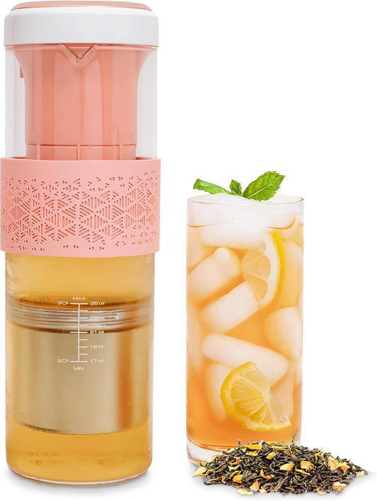 Automatic Iced Tea Maker | Fast Cold Brew Technology | No Heating Needed | Rechargeable Battery | BPA-Free Glass Pitcher | Perfect Iced Tea in Minutes