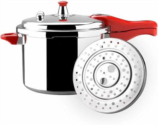 Avant Red Pressure Cooker, 6.2 Quart, made of very resistant aluminum, compatible with gas, electric, ceramic stoves, pressure canner, canning cooker pot, stove top instant fast cooking