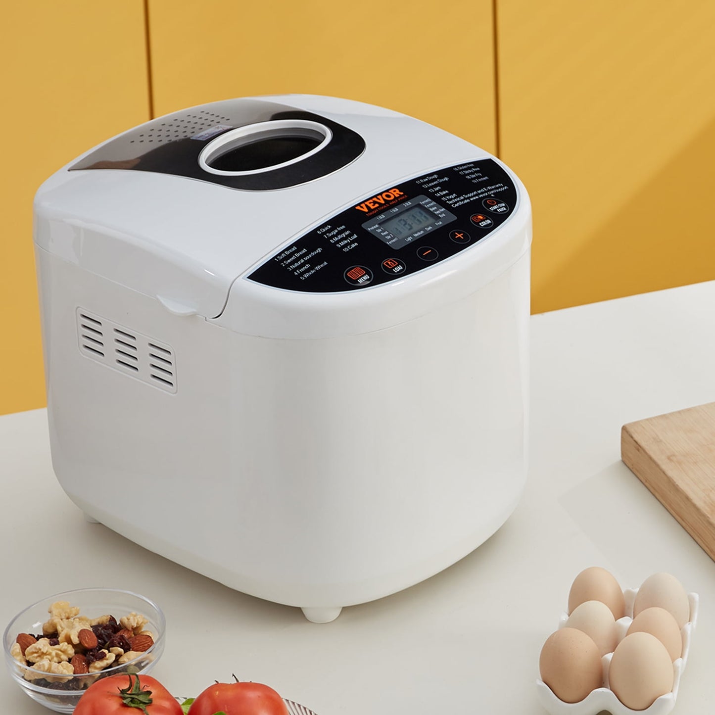 BENTISM 2LB 19-in-1 Bread Maker Automatic Compact Dough Machine Nonstick White