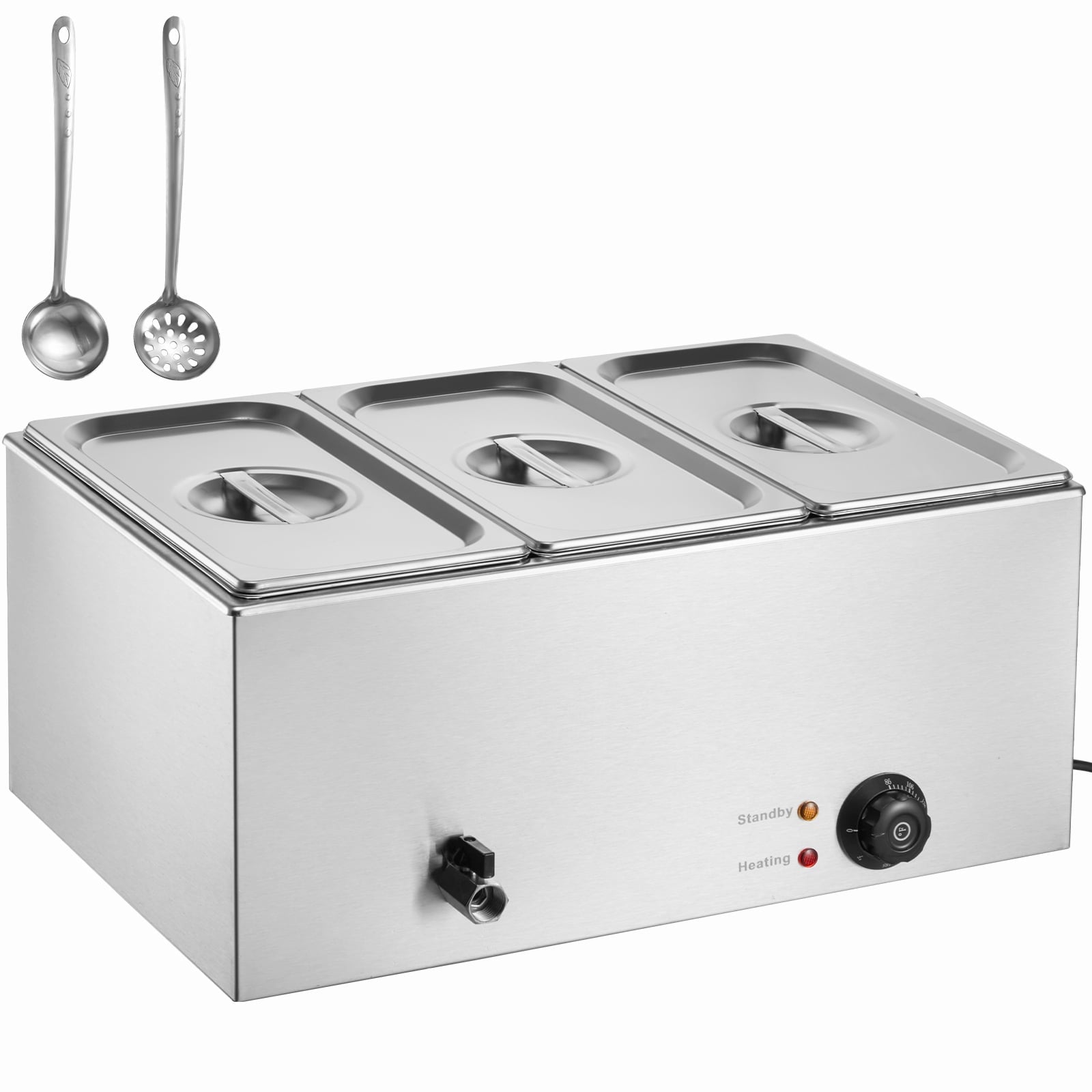 BENTISM Commercial Electric Food Warmer Countertop Buffet 3*8 Qt Pan Bain Marie