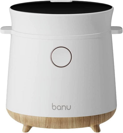 Banu Mini Low Carb Rice Cooker Japanese Low Carb Rice Cooker 3 Cups (white rice), 1 Cup (Low carb rice) Uncooked with Stainless Steel Steamer, Rice Maker Low Sugar Rice Function, 24H Delay Timer