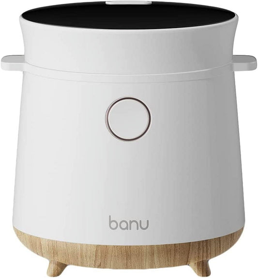 Banu Mini Low Carb Rice Cooker Japanese Low Carb Rice Cooker 3 Cups (white rice), 1 Cup (Low carb rice) Uncooked with Stainless Steel Steamer, Rice Maker Low Sugar Rice Function, 24H Delay Timer