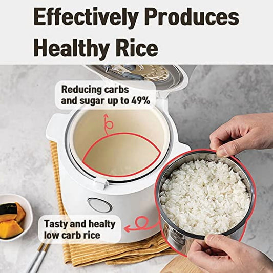 Banu Mini Low Carb Rice Cooker Japanese Low Carb Rice Cooker 3 Cups (white rice), 1 Cup (Low carb rice) Uncooked with Stainless Steel Steamer, Rice Maker Low Sugar Rice Function, 2