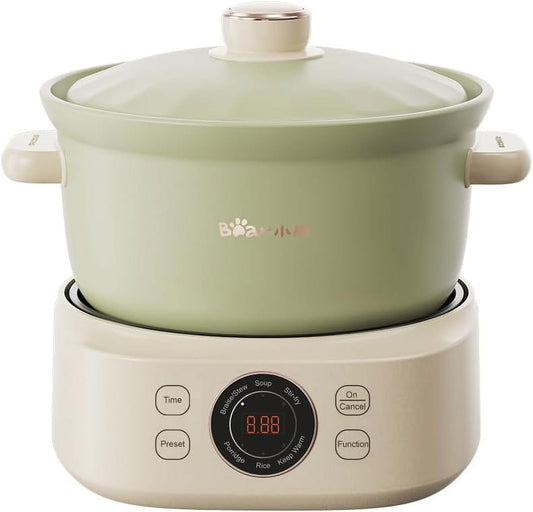 Bear Electric Clay Pot DSG-D30S1, Fast Stew Pot for Casserole Rice & Porridge, Chinese Soup Maker, 3L