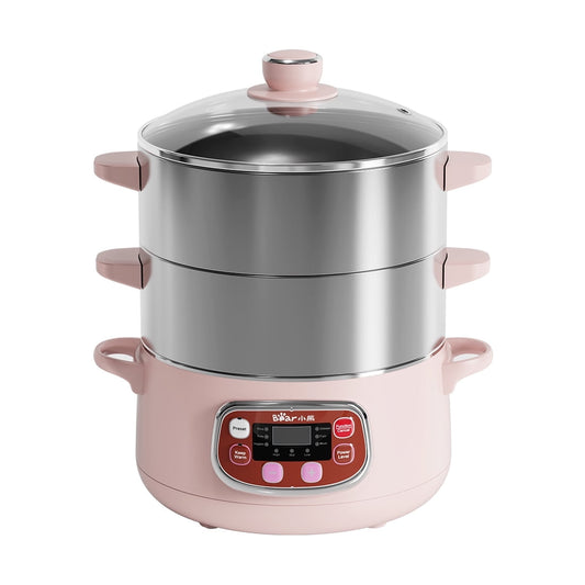 Bear Electric Food Steamer,Auto Shut-off Food Warmer,Timer Preset,Support Stew & Boil,7.5Qt
