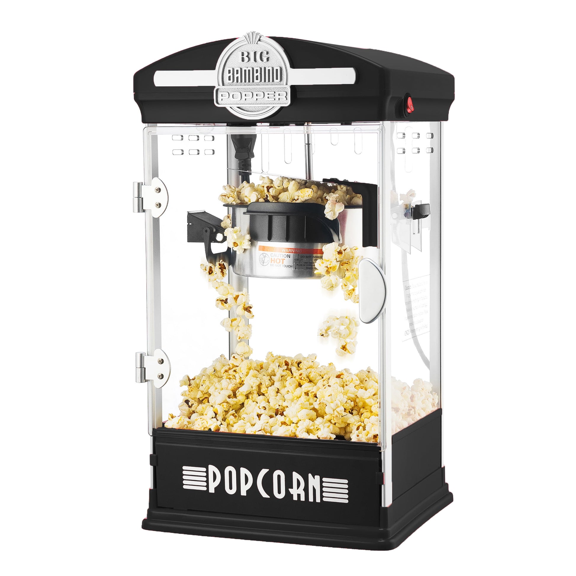 Big Bambino Retro 4oz Tabletop Popcorn Popper with Measuring Cups, Bags, and Removable Tray by Great Northern Popcorn (Black)