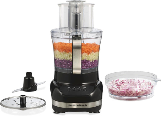 Big Mouth Duo Plus 12 Cup Food Processor & Vegetable Chopper with Additional Mini 4 Cup Bowl, Black (70580)