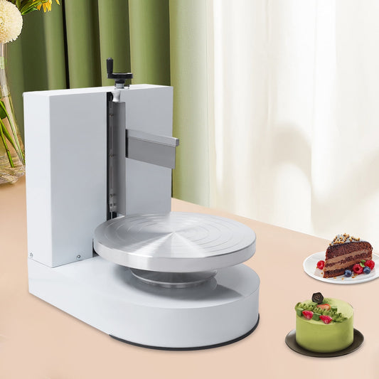 Birthday Cake Cream Smooth Coating Decoration Machine, Cake Cream Spreading Machine+LCD Display for 10-30.5cm/4-12in （White）
