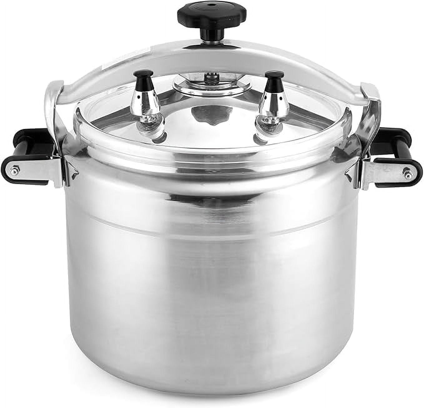 BreeRainz 26 Quart Clamp On Pressure Cooker, Aluminum Pressure Cooker w/Ultra Safe Clamp Bar Locking System, Double Valves for Stable Cooking Pressure, for Family or Commercial Use