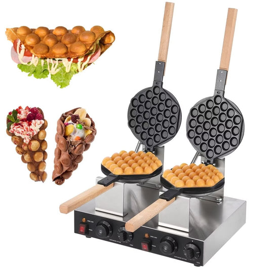 Bubble Waffle Maker, 2800W Electric Non Stick Egg Waffler Maker, Double-sided Heating Bubble Waffle Maker for Home & Commercial Use