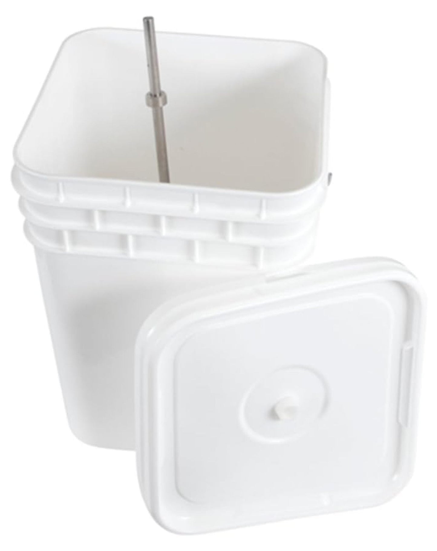 Butter Churn Drill Powered - Homemade Butter Maker Kit - 4 Gallon Food Grade Plastic Container, Stainless Steel Paddle, Recipe Included - Made in USA White