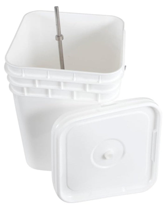 Butter Churn Drill Powered - Homemade Butter Maker Kit - 4 Gallon Food Grade Plastic Container, Stainless Steel Paddle, Recipe Included - Made in USA White