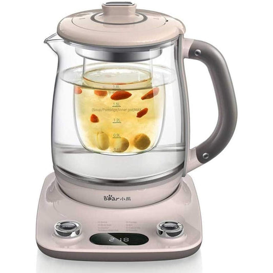 CHSP 1.8L Health- Care Beverage Tea Maker and Kettle YSH-C18R1, Durable 316 Stainless Steel & Glass Brew Cooker Master,8-in-1 Programmable, 4 Range Temperature Warming Function, Pink