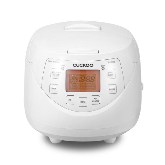 CUCKOO Rice Cooker 12 Cups Cooked Warmer with Nonstick Pot 11 Menu Options and Micom Fuzzy Logic Tech in White (CR-0633F)