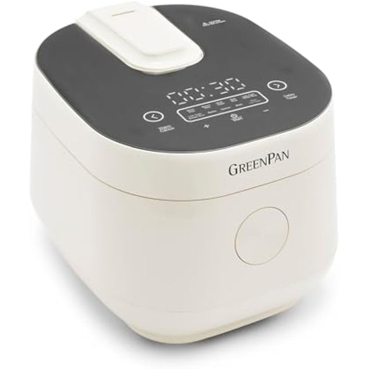 Carb Reducing Electric Rice Cooker, 4 Cups Uncooked/8 Cooked Rice, 10 Presets, LED Display, Healthier Meals, Delay Timer, PFAS-Free Ceramic Nonstick Removable Bowl, Cool Touch, Steam, Cream