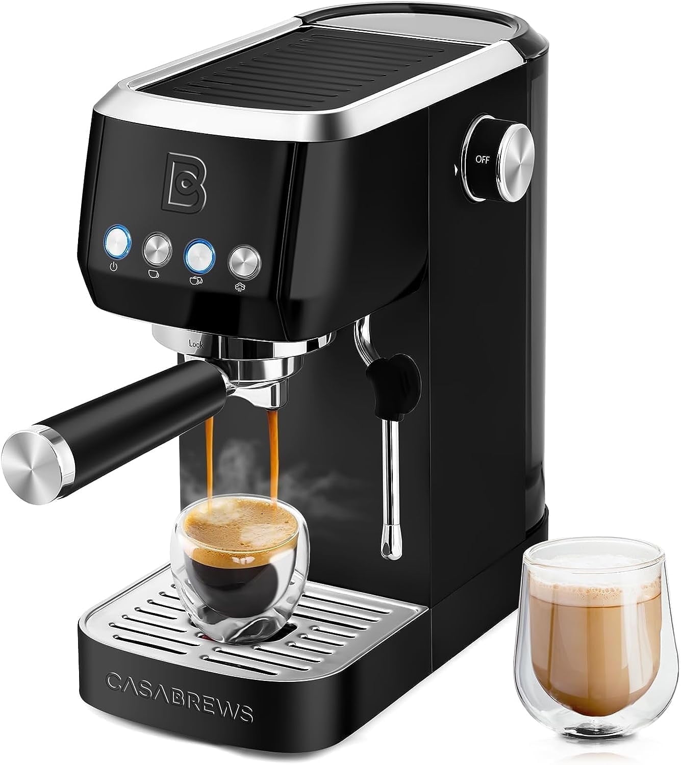 CASABREWS 3700 Essential 20-Bar Espresso Machine and Coffee Maker, Black