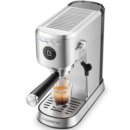 CASABREWS 5418Basic, 20 Bar Espresso Machine and Coffee Maker with Milk Frother, Silver