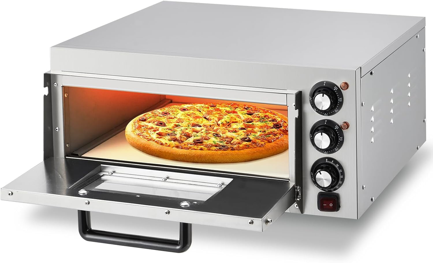 ChaoLink 1800W Electric Pizza Oven, Commercial Countertop Oven, Stainless Steel Pizza Maker