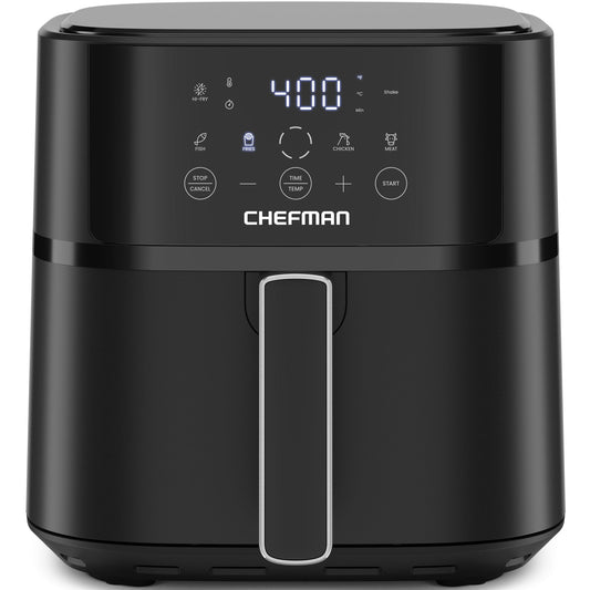 Chefman Air Fryer - 6 QT Compact Airfryer for Easy Meals in Minutes, Features Hi-Fry Technology for Extra Crisp, Touchscreen Controls with 4 Presets, Nonstick & Dishwasher Safe Basket - Black C95